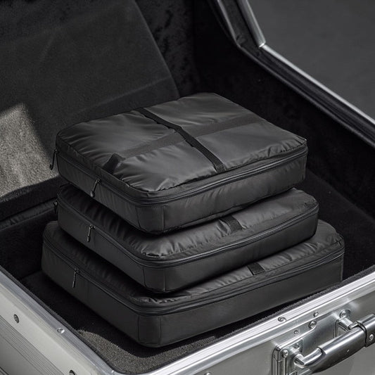 Taver Packing Cube Set - 3 Piece Modular Travel System - Industrial Grade Compression Bag - Professional Grade Volume Optimization - Matte Black