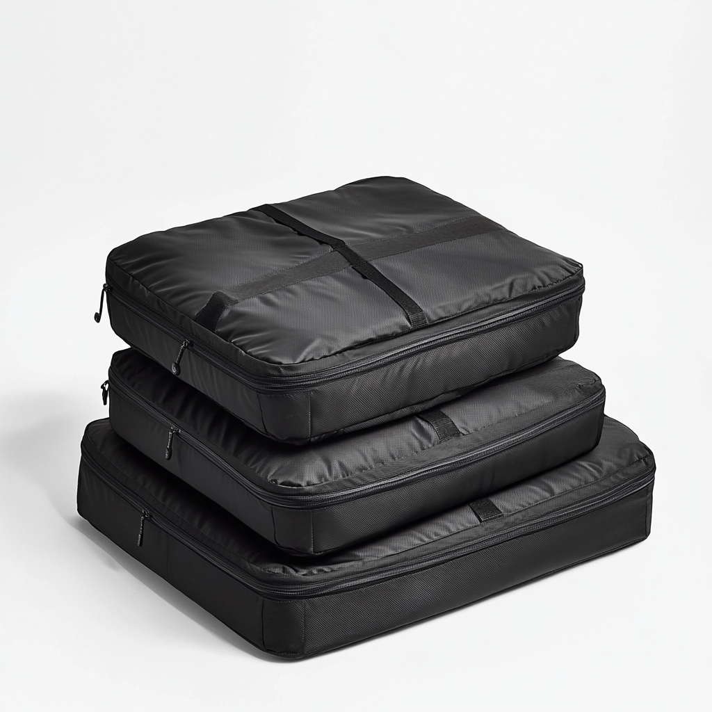 Taver Packing Cube Set - 3 Piece Modular Travel System - Industrial Grade Compression Bag - Professional Grade Volume Optimization - Matte Black