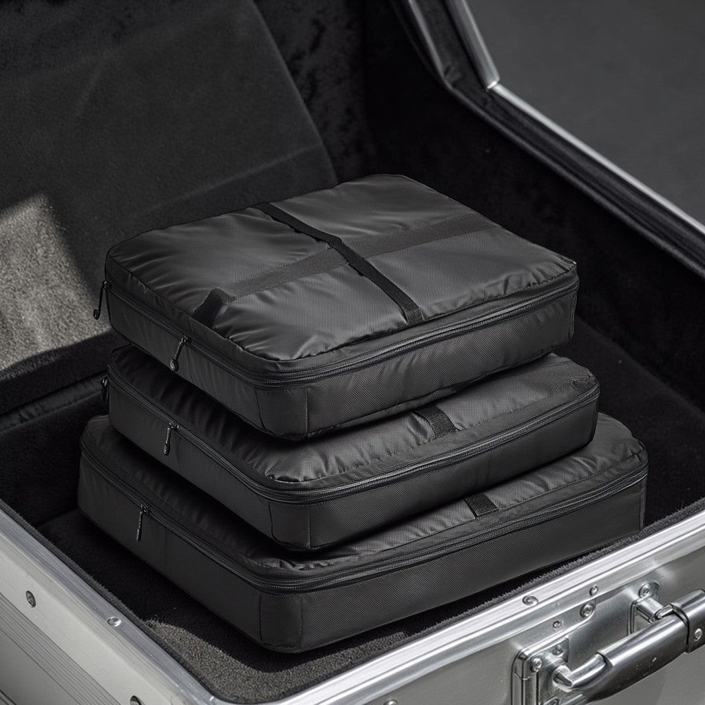 Taver Packing Cube Set - 3 Piece Modular Travel System - Industrial Grade Compression Bag - Professional Grade Volume Optimization - Matte Black